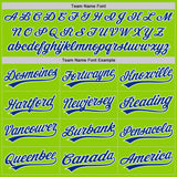 Custom Stitched Neon Green Royal-White Baseball Pullover Sweatshirt Hoodie