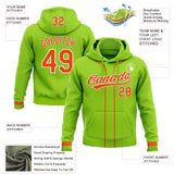 Custom Stitched Neon Green Orange-White Baseball Pullover Sweatshirt Hoodie