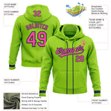 Custom Stitched Neon Green Pink-Navy Baseball Pullover Sweatshirt Hoodie