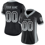 Custom Black Silver-White Drift Fashion Football Jersey