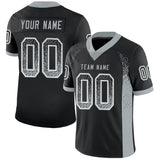 Custom Black Silver-White Drift Fashion Football Jersey