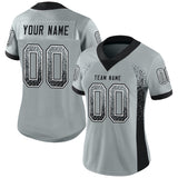 Custom Silver Black-White Drift Fashion Football Jersey