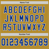 Custom Old Gold Royal-White Mesh Authentic Throwback Football Jersey