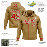 Custom Stitched Old Gold Red-White Baseball Pullover Sweatshirt Hoodie