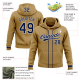 Custom Stitched Old Gold Navy-White Baseball Pullover Sweatshirt Hoodie