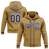 Custom Stitched Old Gold Navy-White Baseball Pullover Sweatshirt Hoodie