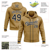 Custom Stitched Old Gold Black-White Baseball Pullover Sweatshirt Hoodie
