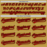 Custom Stitched Old Gold Red-Black Baseball Pullover Sweatshirt Hoodie