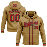 Custom Stitched Old Gold Red-Black Baseball Pullover Sweatshirt Hoodie