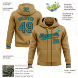 Custom Stitched Old Gold Teal-Black Baseball Pullover Sweatshirt Hoodie