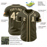 Custom Olive Cream Authentic Salute To Service Baseball Jersey