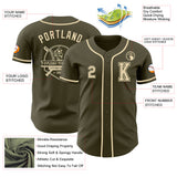 Custom Olive Cream Authentic Salute To Service Baseball Jersey