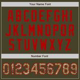 Custom Stitched Olive Camo-Red Baseball Pullover Sweatshirt Hoodie