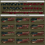 Custom Stitched Olive Vintage USA Flag-Black Baseball Pullover Sweatshirt Hoodie