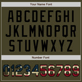 Custom Stitched Olive Vintage USA Flag-Black Baseball Pullover Sweatshirt Hoodie