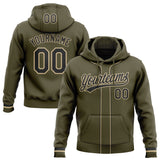 Custom Stitched Olive Black-Vegas Gold Baseball Pullover Sweatshirt Hoodie