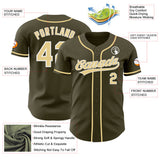 Custom Olive Vegas Gold-White Authentic Baseball Jersey