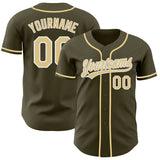 Custom Olive Vegas Gold-White Authentic Baseball Jersey
