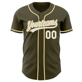 Custom Olive White-Vegas Gold Authentic Baseball Jersey
