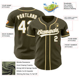 Custom Olive White-Vegas Gold Authentic Baseball Jersey