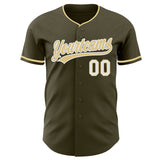Custom Olive Vegas Gold-White Authentic Baseball Jersey