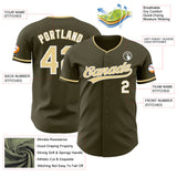 Custom Olive Vegas Gold-White Authentic Baseball Jersey