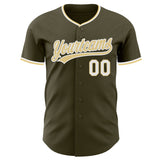 Custom Olive Vegas Gold-White Authentic Baseball Jersey