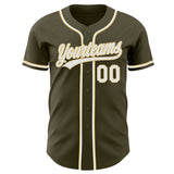 Custom Olive White-Vegas Gold Authentic Baseball Jersey