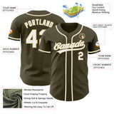 Custom Olive White-Vegas Gold Authentic Baseball Jersey