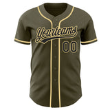 Custom Olive Black-Vegas Gold Authentic Baseball Jersey