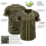 Custom Olive Black-Vegas Gold Authentic Baseball Jersey