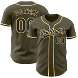 Custom Olive Black-Vegas Gold Authentic Baseball Jersey