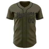 Custom Olive-Black Authentic Baseball Jersey