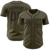 Custom Olive-Black Authentic Baseball Jersey