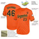 Custom Orange Black-Old Gold Mesh Authentic Throwback Baseball Jersey