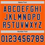 Custom Orange Navy-White Mesh Authentic Throwback Football Jersey