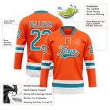 Custom Orange Teal-White Hockey Lace Neck Jersey