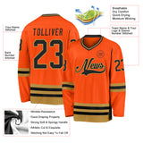 Custom Orange Black-Old Gold Hockey Jersey
