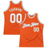 Custom Orange White-Gray Authentic Throwback Basketball Jersey