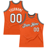 Custom Orange White-Black Authentic Throwback Basketball Jersey