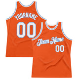 Custom Orange White-Light Blue Authentic Throwback Basketball Jersey