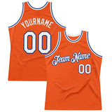 Custom Orange White-Royal Authentic Throwback Basketball Jersey