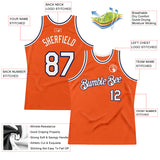 Custom Orange White-Navy Authentic Throwback Basketball Jersey