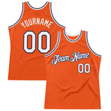 Custom Orange White-Navy Authentic Throwback Basketball Jersey