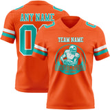 Custom Orange Aqua-White Authentic Football Jersey
