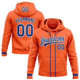 Custom Stitched Orange Royal-White Baseball Pullover Sweatshirt Hoodie