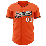 Custom Orange Black-White Authentic Baseball Jersey