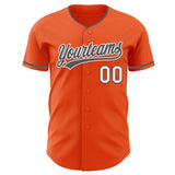 Custom Orange Steel Gray-White Authentic Baseball Jersey