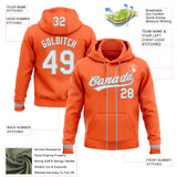 Custom Stitched Orange White-Gray Baseball Pullover Sweatshirt Hoodie