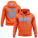 Custom Stitched Orange Powder Blue-White Baseball Pullover Sweatshirt Hoodie